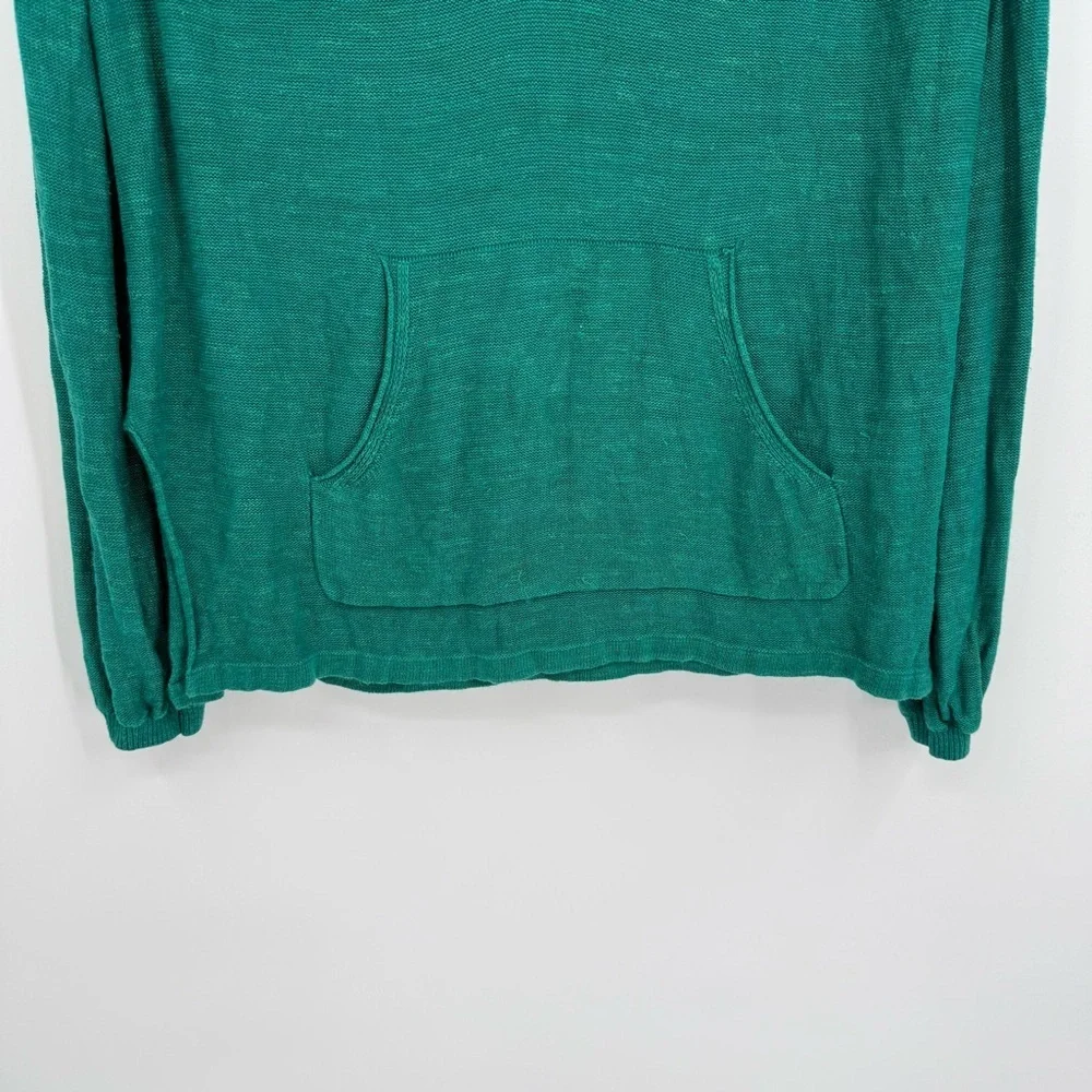 Free People Optimistic Linen Blend Green Hoodie Sweater Size Small Long Sleeves